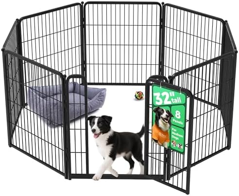 FXW Homeplus Unleashed Indoor Dog Playpen   Stress Free and Safe Play  Heavy Duty 32 Inch 8 Panels Dog Pen for Small and Medium Dogs  Black Patented
