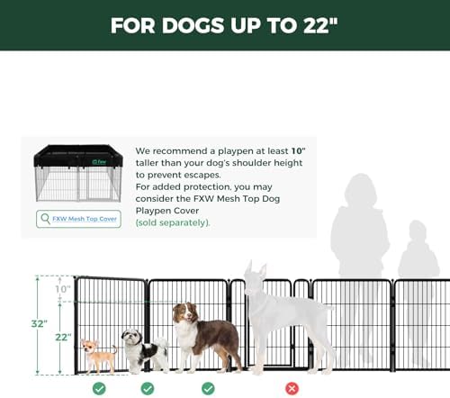 FXW Homeplus Unleashed Indoor Dog Playpen   Stress Free and Safe Play  Heavy Duty 32 Inch 8 Panels Dog Pen for Small and Medium Dogs  Black Patented
