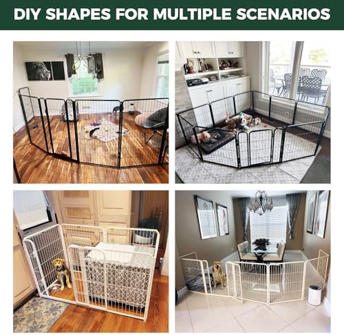 FXW Homeplus Unleashed Indoor Dog Playpen   Stress Free and Safe Play  Heavy Duty 32 Inch 8 Panels Dog Pen for Small and Medium Dogs  Black Patented