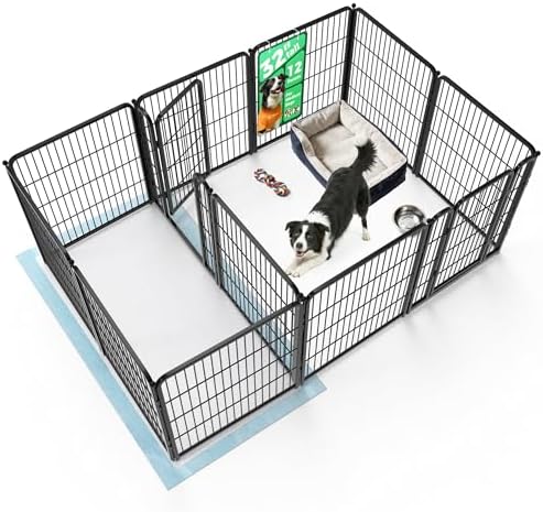 FXW Homeplus Unleashed Indoor Dog Playpen   Stress Free and Safe Play  Heavy Duty 32 Inch 8 Panels Dog Pen for Small and Medium Dogs  Black Patented