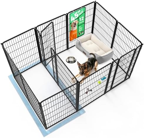 FXW Homeplus Unleashed Indoor Dog Playpen   Stress Free and Safe Play  Heavy Duty 32 Inch 8 Panels Dog Pen for Small and Medium Dogs  Black Patented