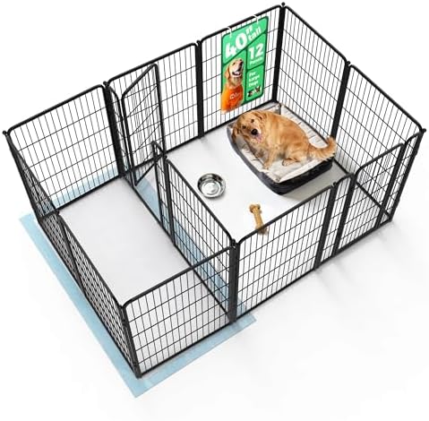FXW Homeplus Unleashed Indoor Dog Playpen   Stress Free and Safe Play  Heavy Duty 32 Inch 8 Panels Dog Pen for Small and Medium Dogs  Black Patented