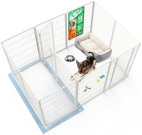 FXW Homeplus Unleashed Indoor Dog Playpen   Stress Free and Safe Play  Heavy Duty 32 Inch 8 Panels Dog Pen for Small and Medium Dogs  Black Patented