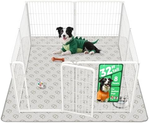 FXW Homeplus Unleashed Indoor Dog Playpen   Stress Free and Safe Play  Heavy Duty 32 Inch 8 Panels Dog Pen for Small and Medium Dogs  Black Patented