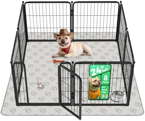 FXW Homeplus Unleashed Indoor Dog Playpen   Stress Free and Safe Play  Heavy Duty 32 Inch 8 Panels Dog Pen for Small and Medium Dogs  Black Patented