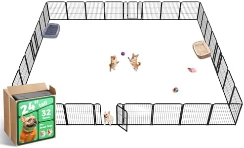 FXW Homeplus Unleashed Indoor Dog Playpen   Stress Free and Safe Play  Heavy Duty 32 Inch 8 Panels Dog Pen for Small and Medium Dogs  Black Patented