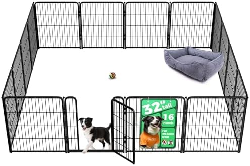 FXW Homeplus Unleashed Indoor Dog Playpen   Stress Free and Safe Play  Heavy Duty 32 Inch 8 Panels Dog Pen for Small and Medium Dogs  Black Patented