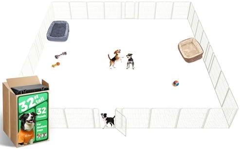 FXW Homeplus Unleashed Indoor Dog Playpen   Stress Free and Safe Play  Heavy Duty 32 Inch 8 Panels Dog Pen for Small and Medium Dogs  Black Patented