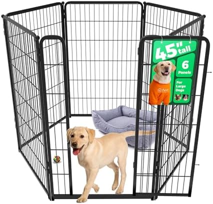 FXW Homeplus Unleashed Indoor Dog Playpen   Stress Free and Safe Play  Heavy Duty 32 Inch 8 Panels Dog Pen for Small and Medium Dogs  Black Patented