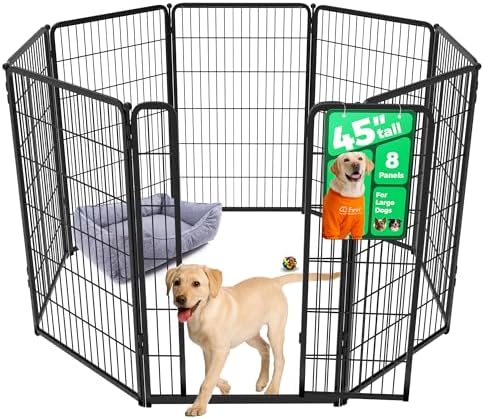 FXW Homeplus Unleashed Indoor Dog Playpen   Stress Free and Safe Play  Heavy Duty 32 Inch 8 Panels Dog Pen for Small and Medium Dogs  Black Patented