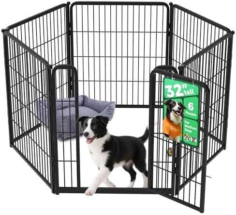 FXW Homeplus Unleashed Indoor Dog Playpen   Stress Free and Safe Play  Heavy Duty 32 Inch 8 Panels Dog Pen for Small and Medium Dogs  Black Patented