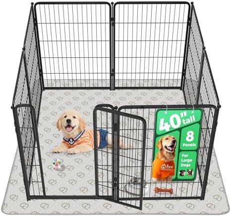 FXW Homeplus Unleashed Indoor Dog Playpen   Stress Free and Safe Play  Heavy Duty 32 Inch 8 Panels Dog Pen for Small and Medium Dogs  Black Patented