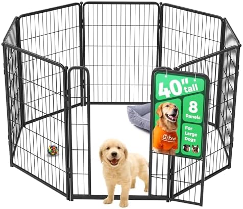 FXW Homeplus Unleashed Indoor Dog Playpen   Stress Free and Safe Play  Heavy Duty 32 Inch 8 Panels Dog Pen for Small and Medium Dogs  Black Patented