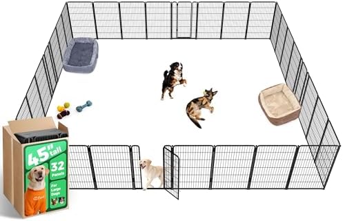 FXW Homeplus Unleashed Indoor Dog Playpen   Stress Free and Safe Play  Heavy Duty 32 Inch 8 Panels Dog Pen for Small and Medium Dogs  Black Patented