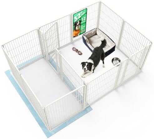 FXW Homeplus Unleashed Indoor Dog Playpen   Stress Free and Safe Play  Heavy Duty 32 Inch 8 Panels Dog Pen for Small and Medium Dogs  Black Patented