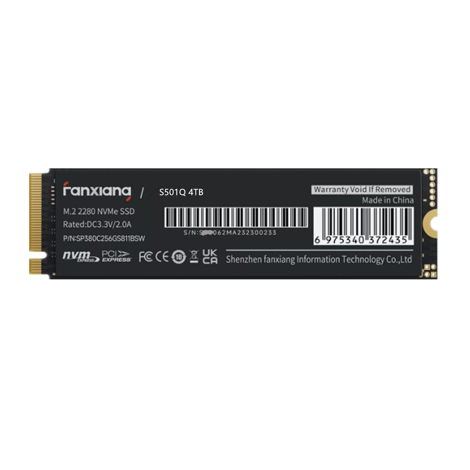 Fanxiang 4TB M 2 NVMe SSD PCIe Gen 3 X4 3500MB/s Internal Solid State Hard Drive