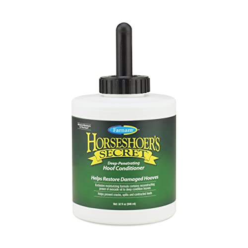 Farnam Horseshoers Secret Deep Penetrating Hoof Oil for Horses  Conditions Dry Hooves and Prevents Cracks  Splits and Contracted Heels  Contains Avocado Oil  32 Oz