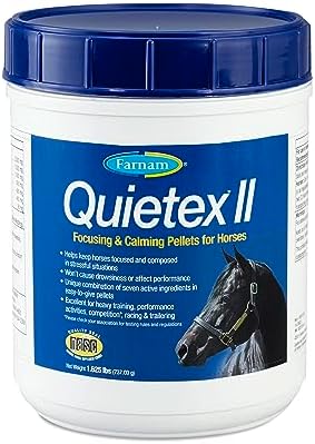 Farnam Quietex II Horse Calming Supplement Pellets  Helps Manage Nervous Behavior And Keep Horses Calm & Composed In Stressful Situations  1 625 Lbs  26 Day Supply