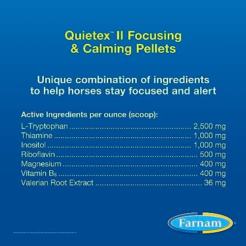 Farnam Quietex II Horse Calming Supplement Pellets  Helps Manage Nervous Behavior And Keep Horses Calm & Composed In Stressful Situations  1 625 Lbs  26 Day Supply