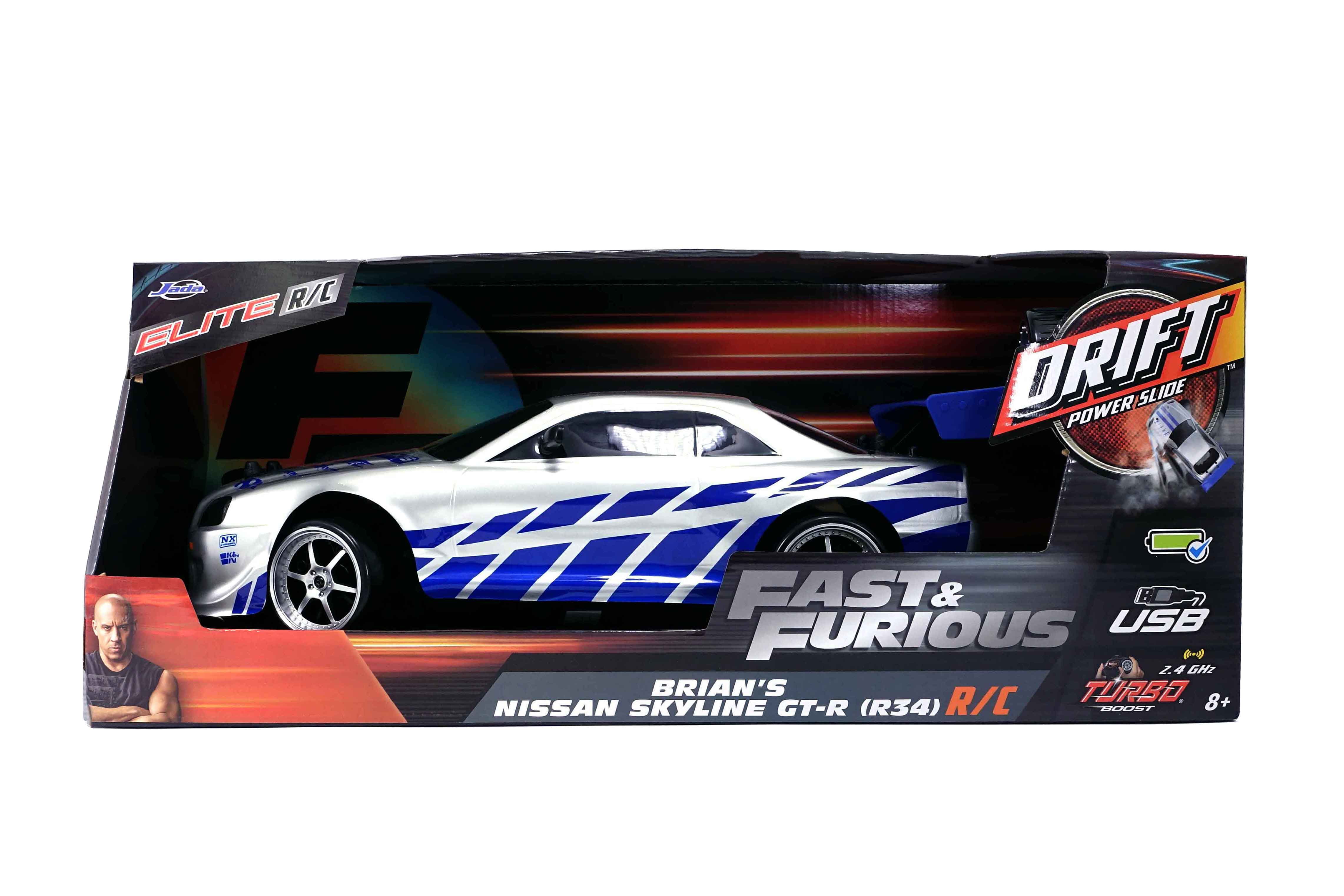 Fast & Furious 1:10 Nissan Skyline GT-R R34 Drift RC Autos con Control por Radio, Plástico, 8+