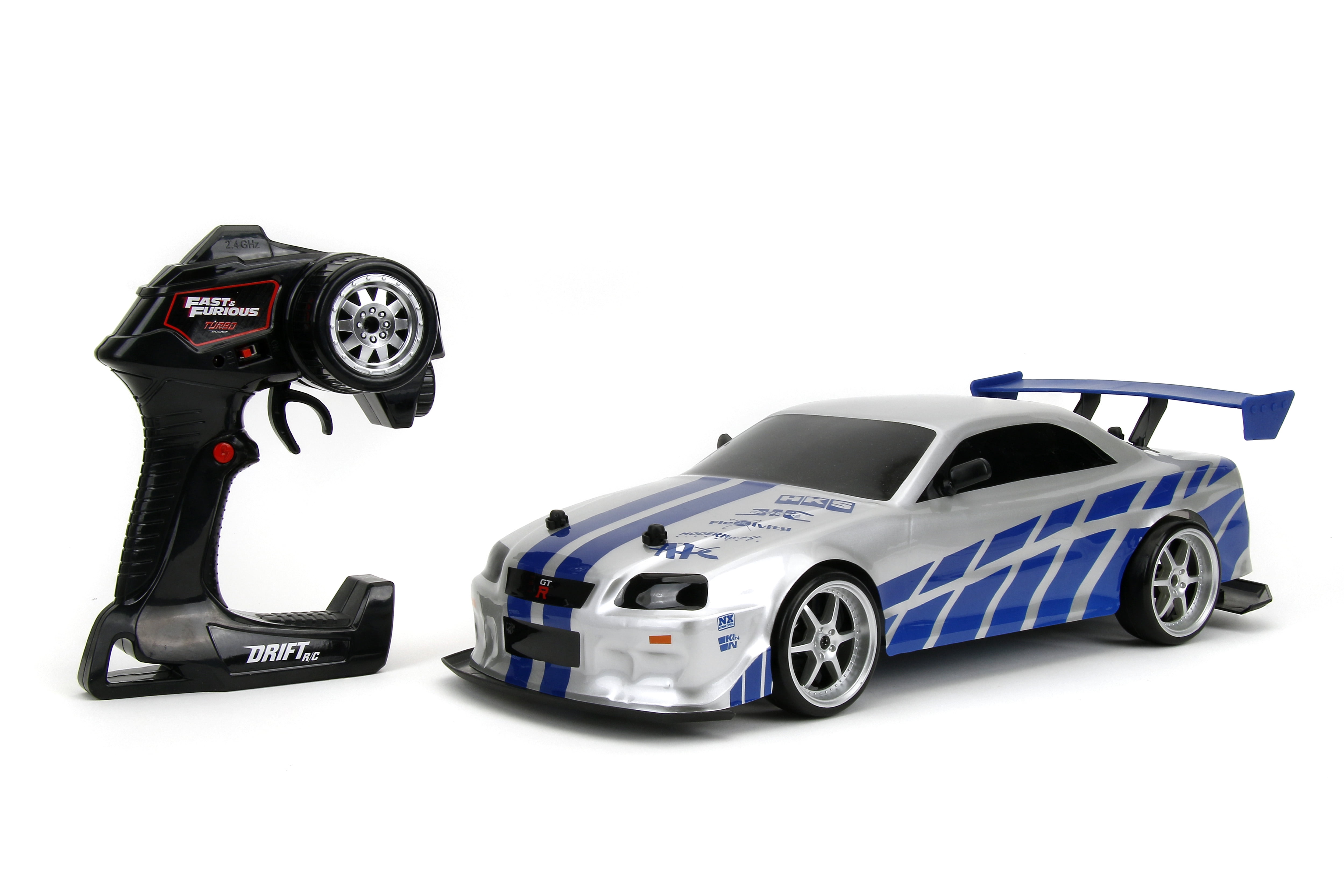 Fast & Furious 1:10 Nissan Skyline GT-R R34 Drift RC Autos con Control por Radio, Plástico, 8+