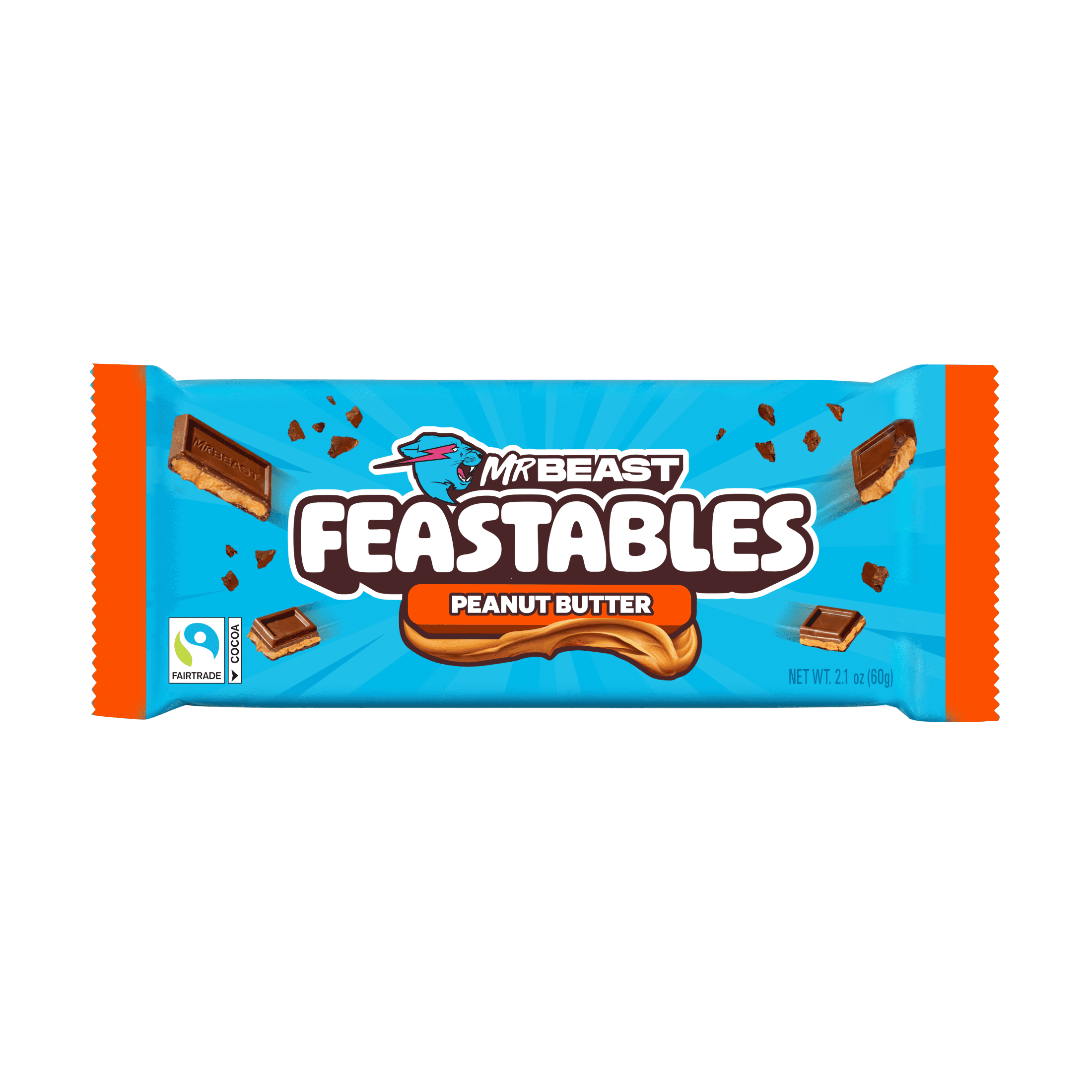 Feastables MrBeast Barra de Chocolate con Leche y Mantequilla de Maní  2 1 oz  60g   1 Unidad