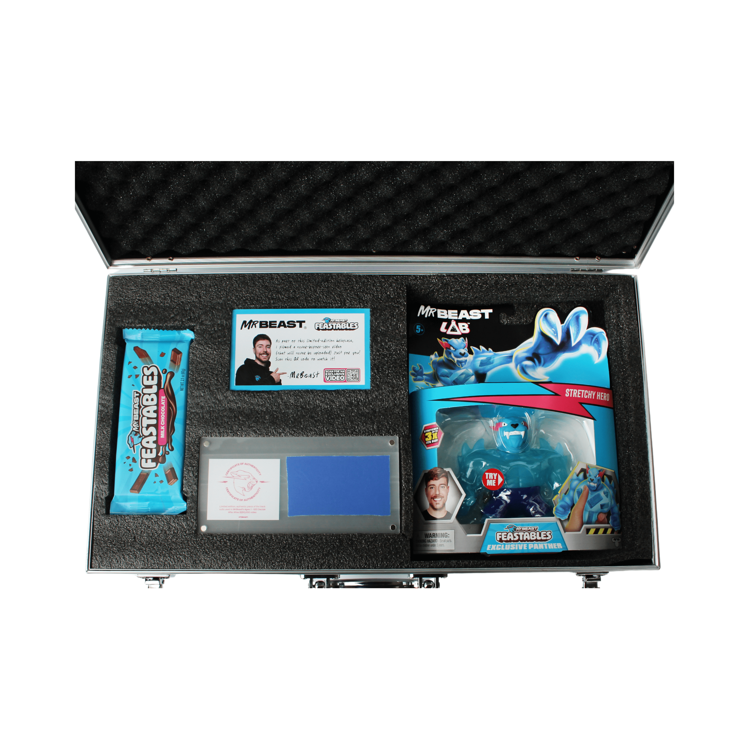 Feastables MrBeast Collector Edition Briefcase with Feastables Chocolate and Beast Lab Toy  6 Pieces