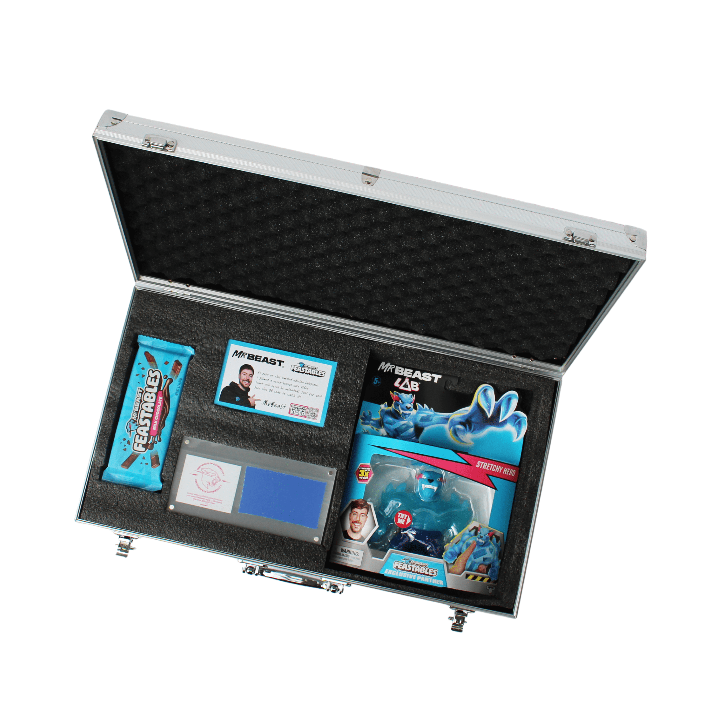Feastables MrBeast Collector Edition Briefcase with Feastables Chocolate and Beast Lab Toy  6 Pieces