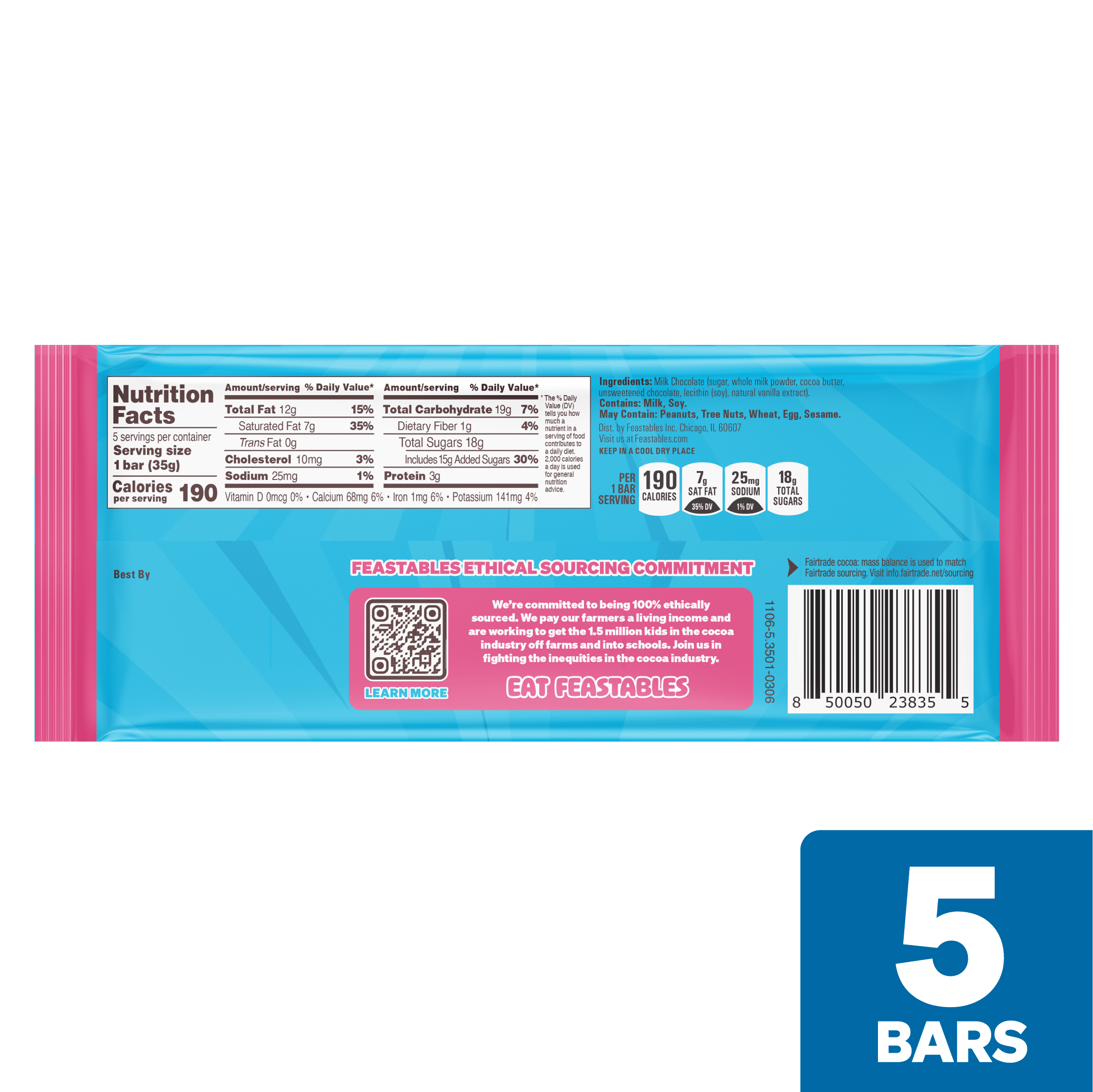 Feastables MrBeast Milk Chocolate Bar  1 24 oz  35g   5 Count