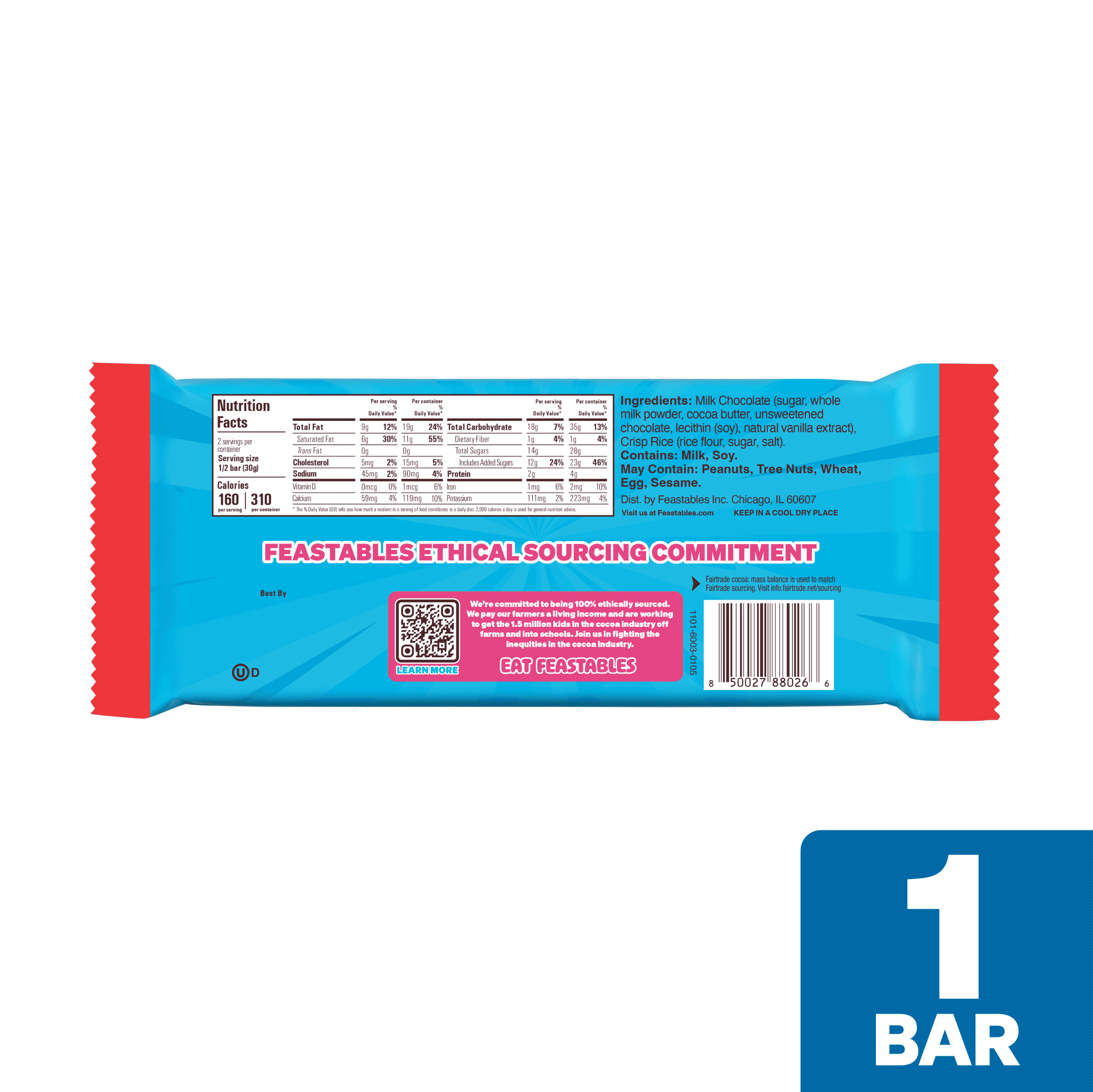 Feastables MrBeast Milk Chocolate Crunch Bar  2 1 oz  60g   1 Count