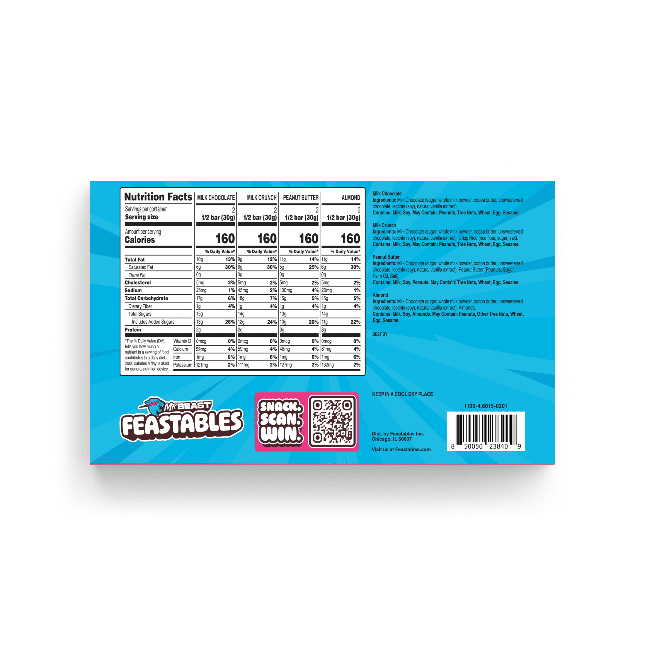 Feastables MrBeast Milk Chocolate Bar Sampler Variety Pack  2 1 oz  60g   4 Count