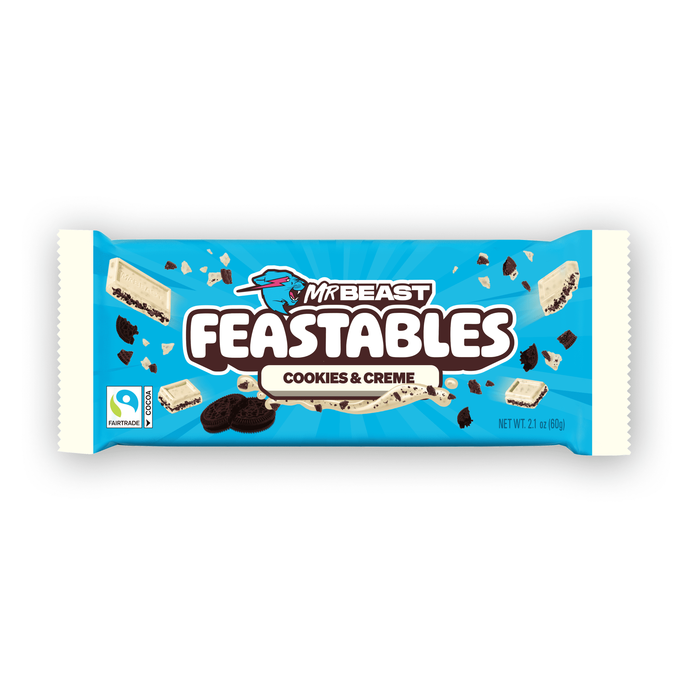 Feastables Mr Beast Barra de Chocolate Blanco con Galletas y Crema  2 1 oz  60g   1 Barra