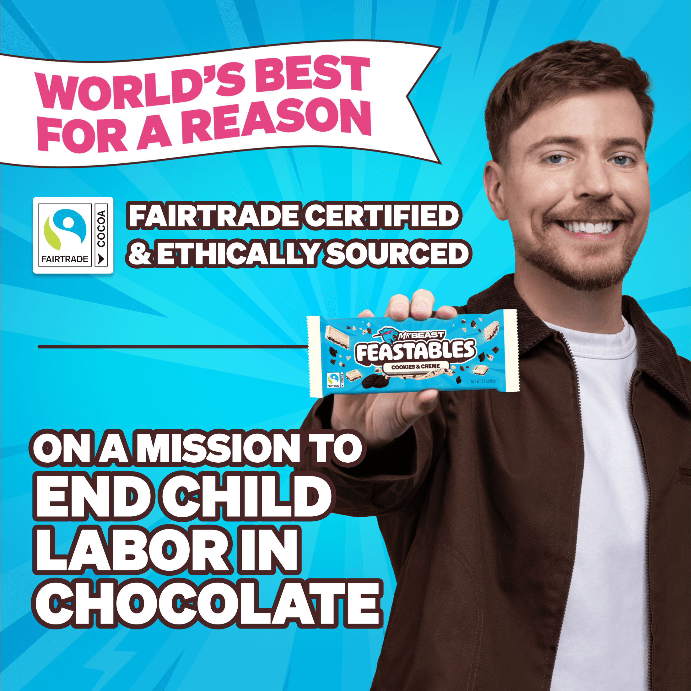 Feastables Mr Beast Barra de Chocolate Blanco con Galletas y Crema  2 1 oz  60g   1 Barra