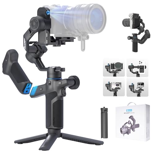 FeiyuTech SCORP Mini 3 Pro Gimbal Stabilizer for Camera Mirrorless/Compact/Action Cameras Smartphone 18m AI Tracking Detachable Remote Handle 4 4lbs Payload 3 axis Gimbal for Canon Sony Nikon