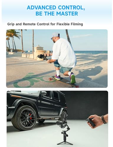FeiyuTech SCORP Mini 3 Pro Gimbal Stabilizer for Camera Mirrorless/Compact/Action Cameras Smartphone 18m AI Tracking Detachable Remote Handle 4 4lbs Payload 3 axis Gimbal for Canon Sony Nikon