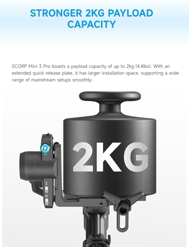 FeiyuTech SCORP Mini 3 Pro Gimbal Stabilizer for Camera Mirrorless/Compact/Action Cameras Smartphone 18m AI Tracking Detachable Remote Handle 4 4lbs Payload 3 axis Gimbal for Canon Sony Nikon