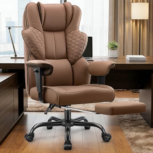 FelixKing Big and Tall Office Chair 500lbs   Ergonomic Desk Chair with Footrest  Scratch Resistant PU Leather Computer Chair  4D Lumbar Support Gaming Chair  Comfy Reclining Swivel Work Chair  Black