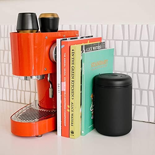Fellow Atmos Vacuum Coffee Canister   1 2L Stainless Steel Airtight Food Storage Container for Coffee Beans  Ground Coffee  Tea & Spices   Vacuum Seal Preserves Freshness   Matte Black