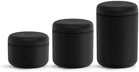 Fellow Atmos Vacuum Coffee Canister   1 2L Stainless Steel Airtight Food Storage Container for Coffee Beans  Ground Coffee  Tea & Spices   Vacuum Seal Preserves Freshness   Matte Black