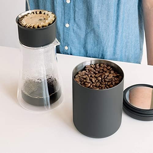 Fellow Atmos Vacuum Coffee Canister   1 2L Stainless Steel Airtight Food Storage Container for Coffee Beans  Ground Coffee  Tea & Spices   Vacuum Seal Preserves Freshness   Matte Black