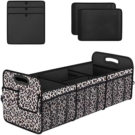 Femuar Car Trunk Organizer with Large Capacity Waterproof Car Accessories for Women & Men  Collapsible Trunk Organizer for Suv/Jeep/Sedan  Black  Standard 