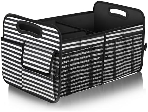 Femuar Car Trunk Organizer with Large Capacity Waterproof Car Accessories for Women & Men  Collapsible Trunk Organizer for Suv/Jeep/Sedan  Black  Standard 