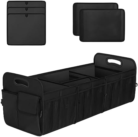 Femuar Car Trunk Organizer with Large Capacity Waterproof Car Accessories for Women & Men  Collapsible Trunk Organizer for Suv/Jeep/Sedan  Black  Standard 