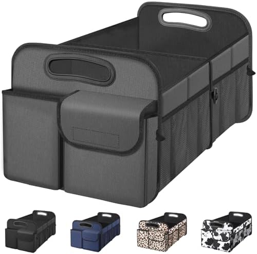 Femuar Car Trunk Organizer with Large Capacity Waterproof Car Accessories for Women & Men  Collapsible Trunk Organizer for Suv/Jeep/Sedan  Black  Standard 