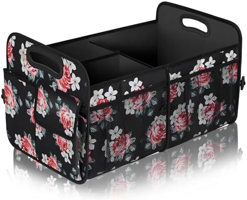 Femuar Car Trunk Organizer with Large Capacity Waterproof Car Accessories for Women & Men  Collapsible Trunk Organizer for Suv/Jeep/Sedan  Black  Standard 