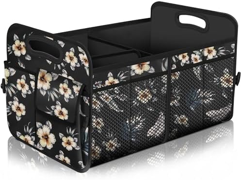 Femuar Car Trunk Organizer with Large Capacity Waterproof Car Accessories for Women & Men  Collapsible Trunk Organizer for Suv/Jeep/Sedan  Black  Standard 