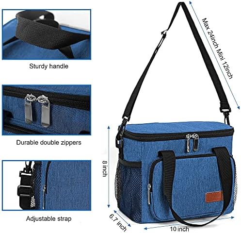 Femuar Lunch Bags for Women/Men  Insulated Lunch Bag for Work Office Picnic   Lunch Cooler Bag Leakproof Lunch Box with Adjustable Shoulder Strap   Blue