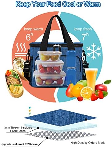 Femuar Lunch Bags for Women/Men  Insulated Lunch Bag for Work Office Picnic   Lunch Cooler Bag Leakproof Lunch Box with Adjustable Shoulder Strap   Blue