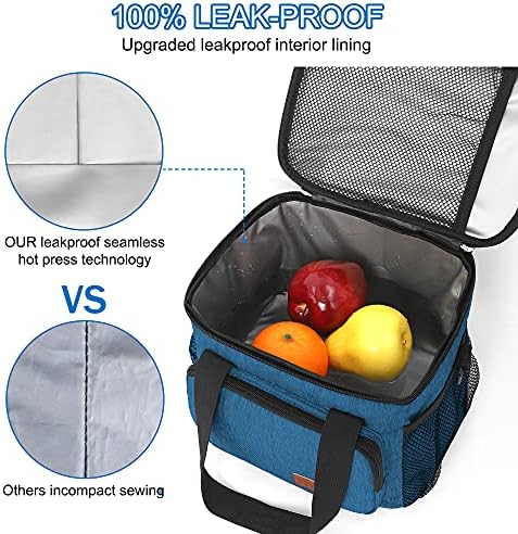 Femuar Lunch Bags for Women/Men  Insulated Lunch Bag for Work Office Picnic   Lunch Cooler Bag Leakproof Lunch Box with Adjustable Shoulder Strap   Blue