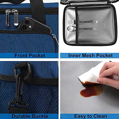 Femuar Lunch Bags for Women/Men  Insulated Lunch Bag for Work Office Picnic   Lunch Cooler Bag Leakproof Lunch Box with Adjustable Shoulder Strap   Blue